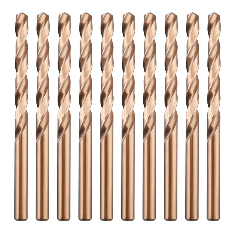 LU&MN 1/4" M35 Cobalt HSS Jobber Length Twist Drill Bit with Straight Shank,Heavy Duty, Pack of 10 PCS, Drilling for Cast Iron, Heat-Treated Steel, Stainless Steel and Other Hard Materials by LU&MN - Image 1